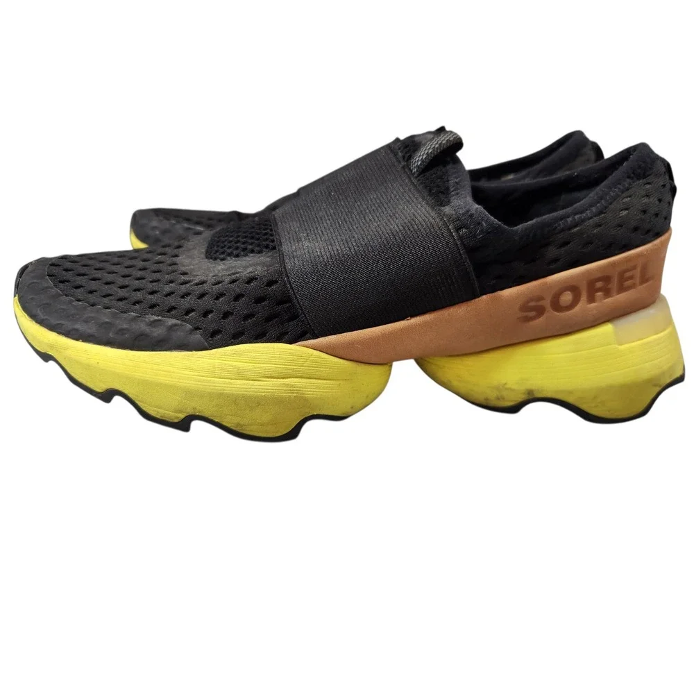 Sorel Kinetic Impact Strap Womens 7.5 Black Yellow NL4076-011 Sneakers
